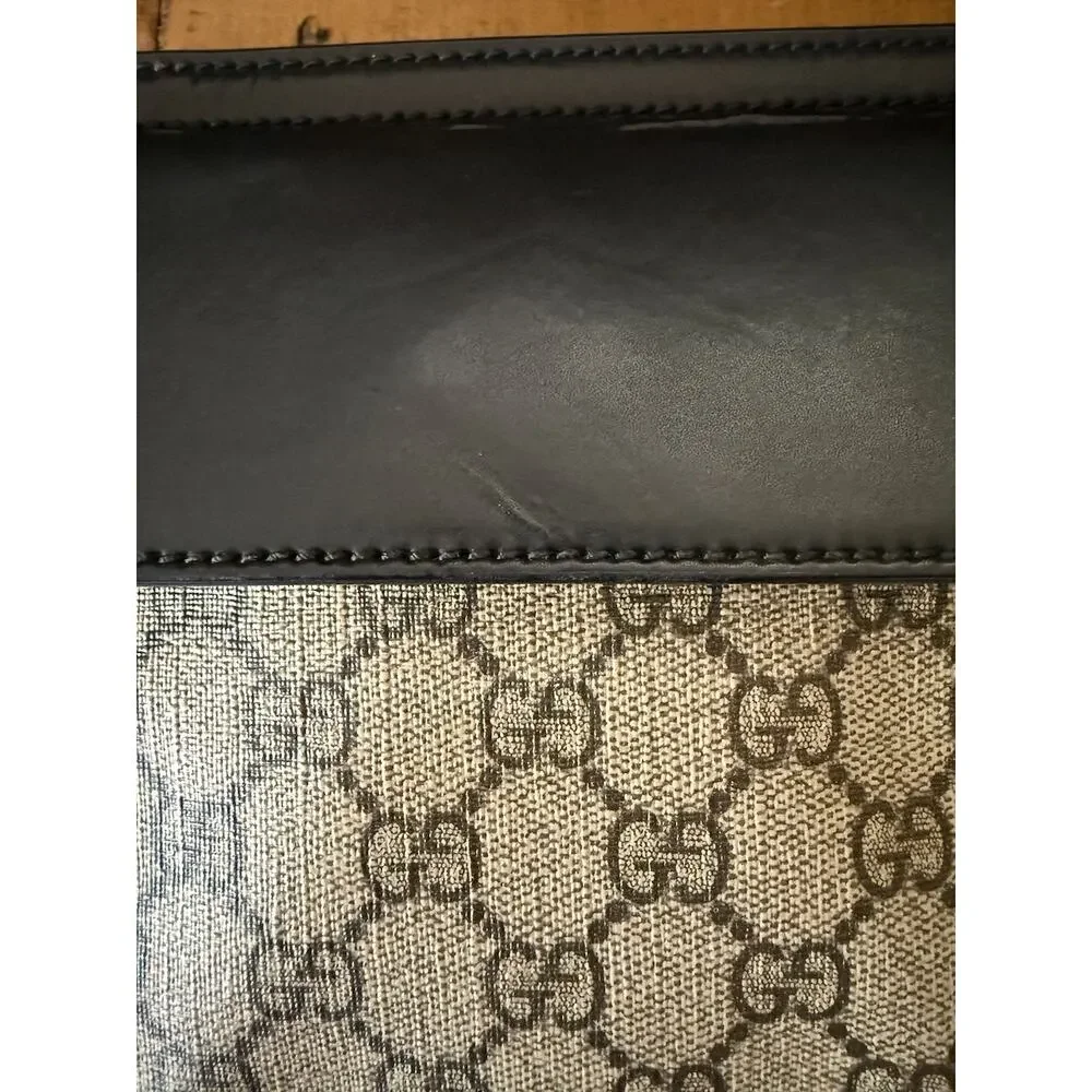 Gucci GG Supreme Double Web Belt Bag Men's Brown Canvas Italy Crossbody W/COA